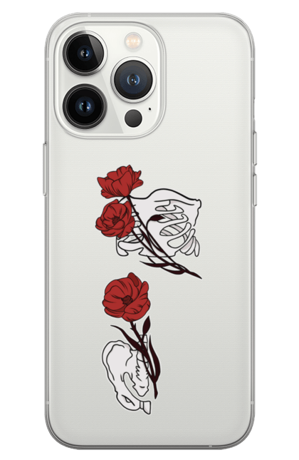 Чохол для телефону з принтом "Самбо". Кости, красный, розы, самбо, уникальное, цветы, череп. CustomPrint.market