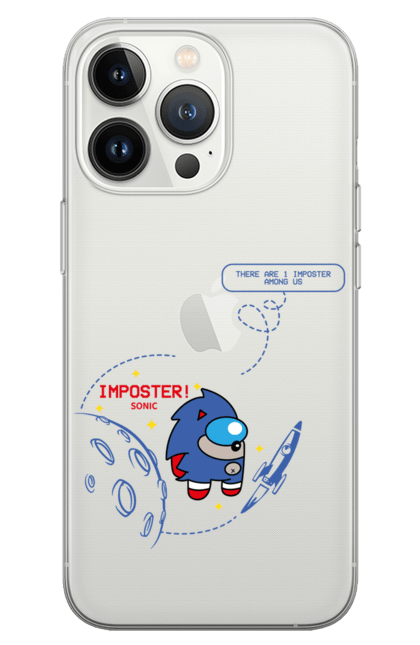 Чохол для телефону з принтом "Імпостер Сонік". Among us, imposter, innersloth, sonic, амонг ас, відеогра, гра, імпостер, космос, сонік. CustomPrint.market