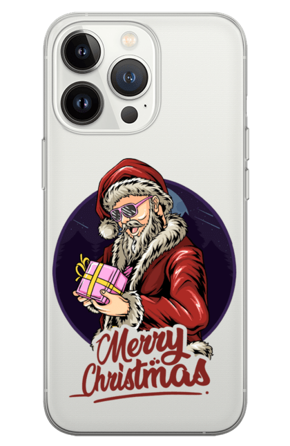 Чохол для телефону з принтом "Санта клаус з подарунком". Зима, новий рік, подарунки, різдво, санта, свято. CustomPrint.market