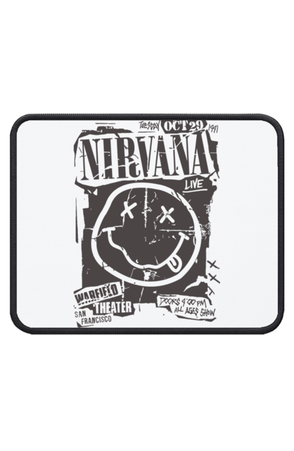 Килимок для миші з принтом "Nirvana San Francisco". Nirvana, важкий рок, любитель музики, меломан, музика, рок н ролл, фанк рок, хард рок. futbolka.stylus.ua