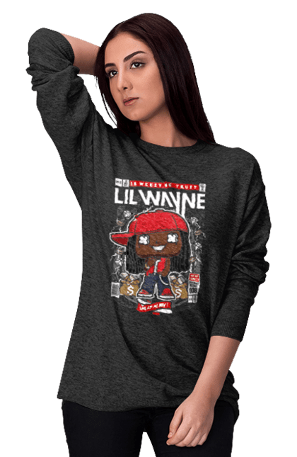 Світшот жіночий з принтом "Lil Wayne". Lil, вейн, ліл вейн, музика, реп, реп футболка. Funkotee