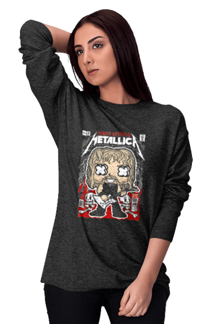 Світшот жіночий з принтом "James Hetfield Metallica". Джеймс, джеймс хетфілд, метал, металіка, музика, рок, хетфілд. Funkotee