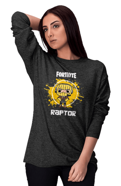 Світшот жіночий з принтом "Фортнайт Raptor". Drift, epic games, fortnite, raptor, rpg, гра, симулятор, фортнайт, шутер. CustomPrint.market