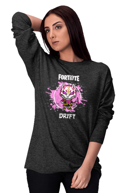 Світшот жіночий з принтом "Фортнайт Дріфт". Drift, epic games, fortnite, rpg, гра, дріфт, симулятор, фортнайт, шутер. CustomPrint.market