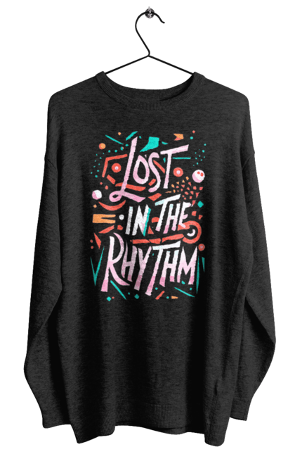 Світшот жіночий з принтом "Lost in the Rhythm (ver 2)". Диджей, клуб, музика, стиль, техно. CustomPrint.market