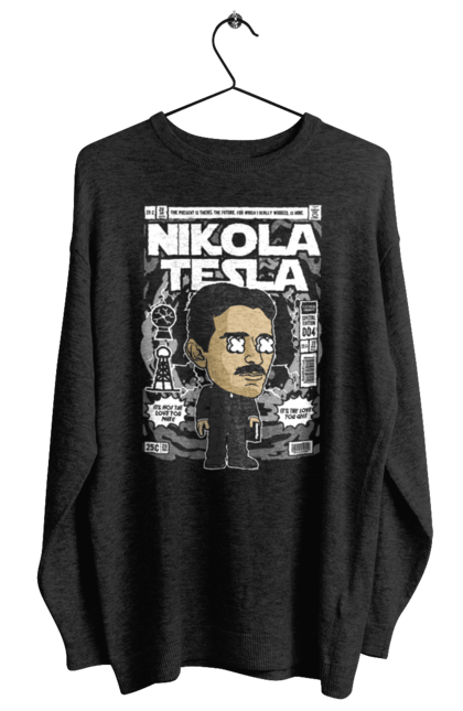 Світшот жіночий з принтом "Nikola Tesla". Електро, микола, микола тесла, науковець, тесла. Funkotee
