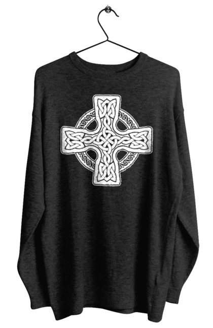 Світшот жіночий з принтом "Кельтский крест". Вікінги, древні руни, кельтский крест, оберіг, руни. CustomPrint.market