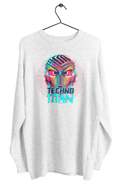 Світшот жіночий з принтом "Techno Titan (ver 2)". Диджей, клуб, музика, стиль, техно. CustomPrint.market