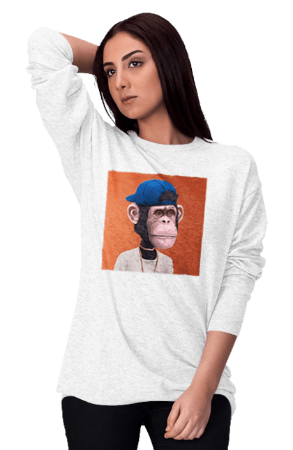 Світшот жіночий з принтом "Мавпочка 6". Nft, персонаж, принти, ручне малювання, футболки. CustomPrint.market