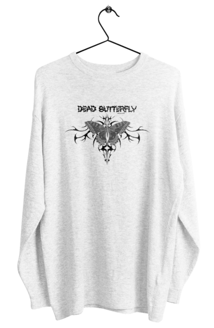 Світшот жіночий з принтом "Dead Butterfly Black". Butterfly, грандж, мертва, метал, метелик, напис, рок, чорний. CustomPrint.market