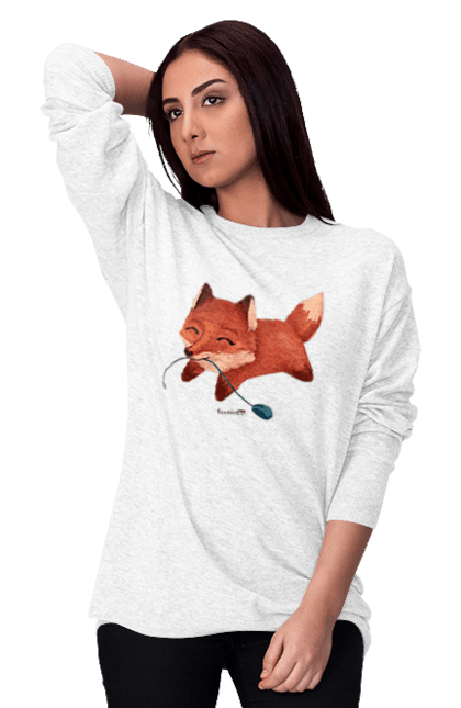 Світшот жіночий з принтом "Лисиця з мишкою". Foxminded, лисиця, мишка. Магазин фірмового мерчу компанії FoxmindEd