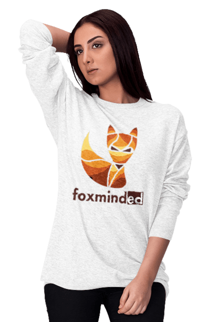 Світшот жіночий з принтом "Logo FoxmindEd". Foxminded, лиса, логотип. Магазин фірмового мерчу компанії FoxmindEd