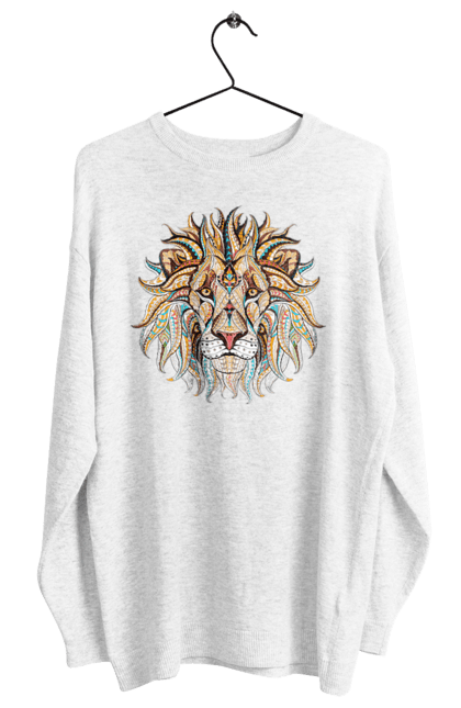 Світшот жіночий з принтом "Лев Мозаїка". Лев, мозаїка, тварина. CustomPrint.market