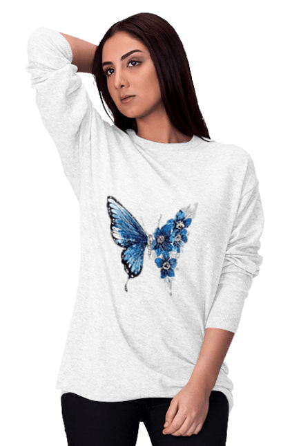 Світшот жіночий з принтом "Яскравий метелик". Купити, метелик, мода, новинка, яскрава. CustomPrint.market