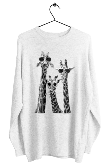Світшот жіночий з принтом "Тріо на чилі". Жираф, жираф в окулярах, замовити, іржака, літня футболка, літо, ми на чилі, на чилі, найкращий тренд, позитив, розслабився, сонцезахисні окуляри, стебло, три жирафи, шия. ART принт на футболках