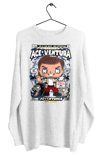 Світшот жіночий з принтом "Ace Ventura". Vindaje, вентура, джеймс керрі, ейс вентура, плівка, ретро, туз. Funkotee