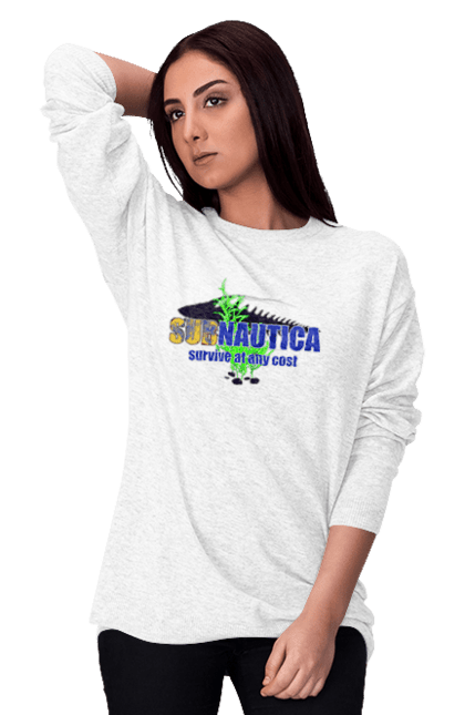 Світшот жіночий з принтом "Subnautica 2". Subnautica, игри, компютерні, субнатика. ART принт на футболках