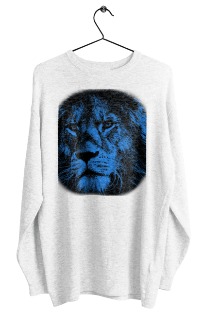Світшот жіночий з принтом "Лев". Дикі тварини, лев, леви, тварини, чорний колір. CustomPrint.market