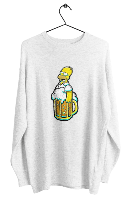Світшот жіночий з принтом "Гомер з пивом". Гомер, мульт, пиво, прикол, симпсон. CustomPrint.market