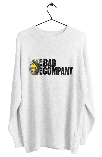 Світшот жіночий з принтом "Battlefield: Bad Company". Bad company, battlefield, батлфілд, гра, ігри, логотип, погана компанія. ART принт на футболках