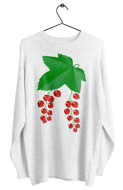 Світшот жіночий з принтом "Порічки Червоні". Делікатес, зріла, їжа, листя, літо, порічки, порічки червоні, смачно, смородина, стигла, урожай, червона, червона смородина, ягідка, ягода, ягоди. ART принт на футболках