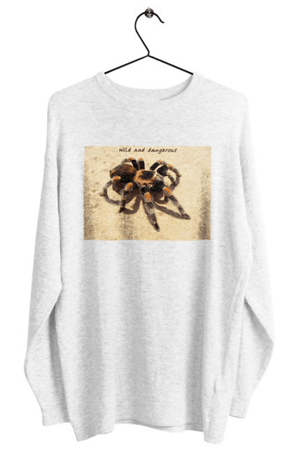 Світшот жіночий з принтом "Павук Птицеед, Тарантул". Бурий, величезний, дика природа, жовтий, мексика, небезпечний, отруйний, отрута, павук, павук птицеед, пісок, природа, птицеед, тарантул. ART принт на футболках