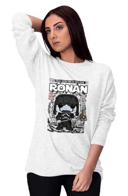 Світшот жіночий з принтом "Ronan". Tanos, галактика, дивуватися, евангерс, комікси, опікуни, охоронці галактики, ронан. Funkotee