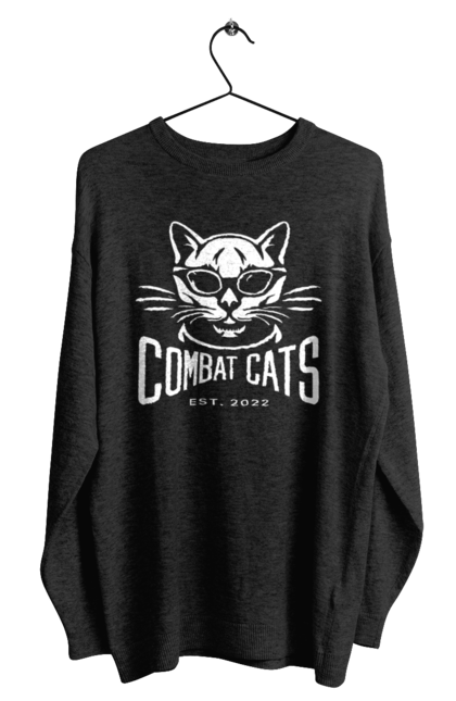 Світшот чоловічий з принтом "COMBAT CATS logo 2023". Бойові коти, дизайн, мода, стиль, україна. CustomPrint.market