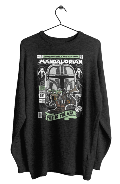 Світшот чоловічий з принтом "Mandalorian". Бебі йода, війни, дитина, дротик кулик, зірка, зоряні війни, йода, мандалорський. CustomPrint.market