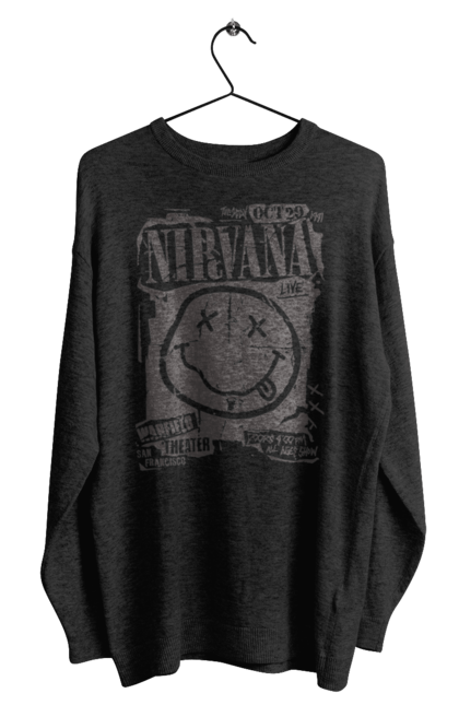 Світшот чоловічий з принтом "Nirvana San Francisco". Nirvana, важкий рок, любитель музики, меломан, музика, рок н ролл, фанк рок, хард рок. futbolka.stylus.ua