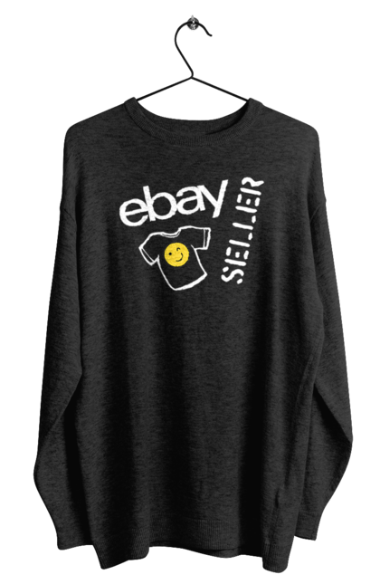 Світшот чоловічий з принтом "Продавець футболок". Ebay, бренд, вимова, гумор, ебай, ебей, ібей, лого, маркетплейс, написання. KRUTO.  Магазин популярних футболок