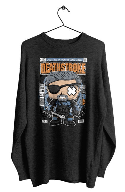 Світшот чоловічий з принтом "Deathstroke Unmasked". Без масок, бетмен, жартівник, кажан, комікси, комікси dc, людина, смертельний удар, темний король. Funkotee