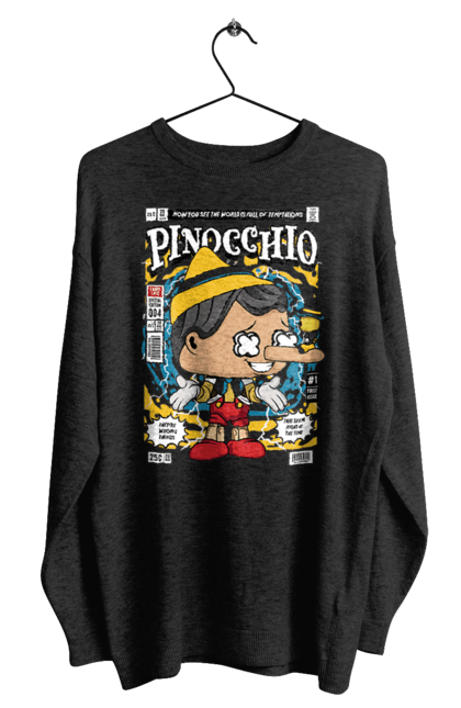 Світшот чоловічий з принтом "Pinnochio". Дісней, пінокіо, плівка. Funkotee