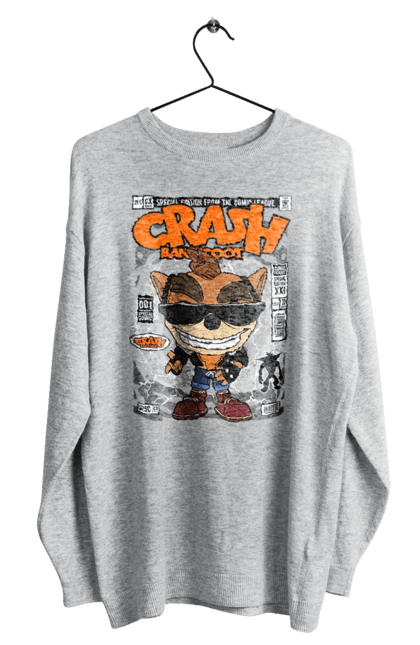 Світшот чоловічий з принтом "Crash Bandicoot". Аварія, бандикут, гра, ігрова приставка, краш бандікут, тварина. Funkotee