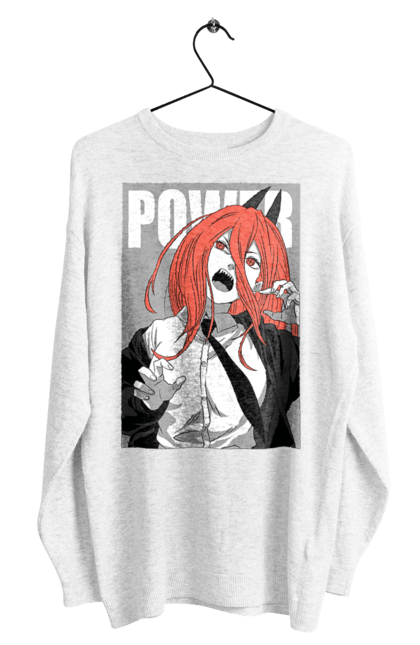 Світшот чоловічий з принтом "Людина Бензопила Пауер". Anime, chainsaw man, manga, power, аніме, демон, людина-бензопила, манга, пауер, шьонен. futbolka.stylus.ua