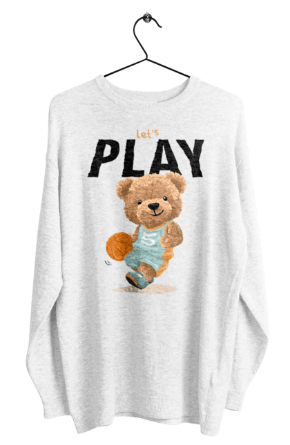 Світшот чоловічий з принтом "Ведмедик грає в баскетбол". Баскетбол, ведмедик, ведмедик грає баскетбол, ведмідь, гра баскетбол, спорт, тварини. CustomPrint.market