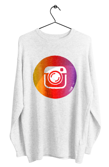 Світшот чоловічий з принтом "Instagram". Cool, gram, insta, instagram, orange, popular, red. CustomPrint.market