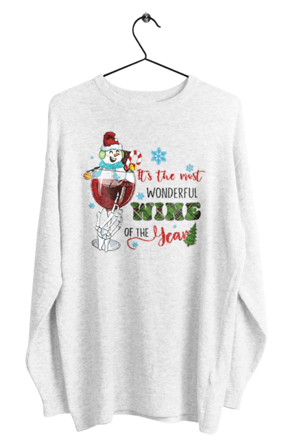 Світшот чоловічий з принтом "It s the most wonderful wine of the year". Бокал, вино, новий рік, різдво, свято, скелет. ART принт на футболках