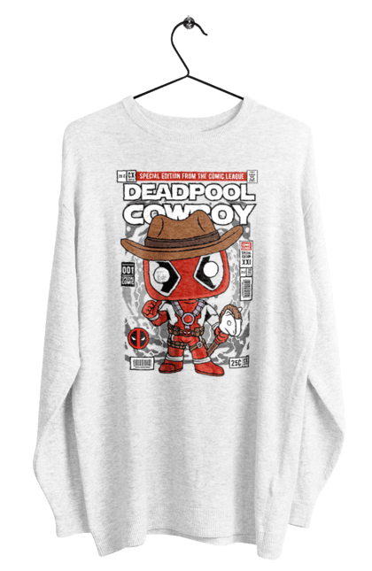 Світшот чоловічий з принтом "Deadpool Cowboy". Басейн, герой, дедпул, дивуватися, комікси, мем, мертвий, плівка. Funkotee