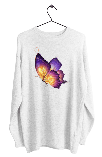 Світшот чоловічий з принтом "Фіолетовий метелик". Метелик, фіолетова метелик. CustomPrint.market
