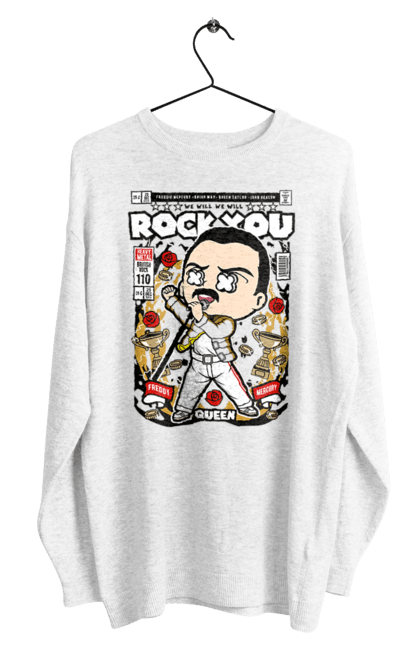 Світшот чоловічий з принтом "Freddy Mercury". Качати тебе, король, музика, поп-музика, рок, ртуть, фредді, фредді меркьюрі. Funkotee