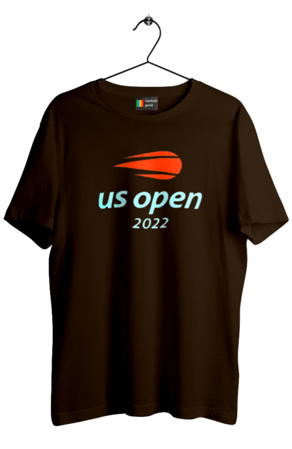 Футболка чоловіча з принтом "Тенісний турнір US Open 2022". Великий теніс, відкритий чемпіонат, гравці, м`яч, нью йорк, призовий фонд, ракетка, турнір на ґрунті, хард, чемпіонат америки. ART принт на футболках