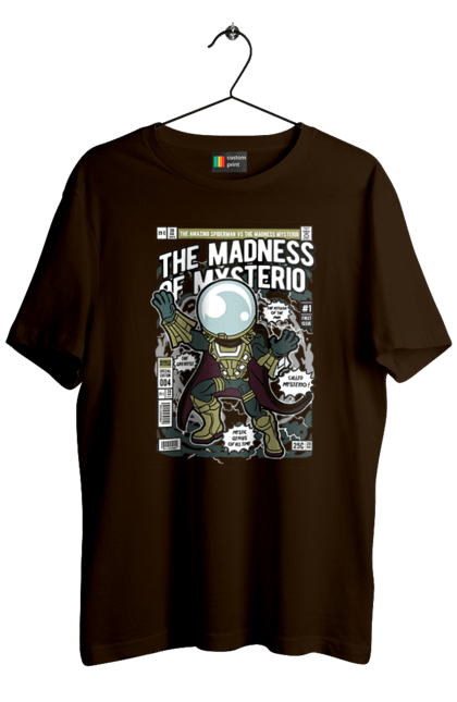 Футболка чоловіча з принтом "Mysterio". Mysterio, дивуватися, комікси, людина, людина-павук, павук, плівка. Funkotee