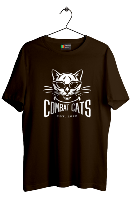 Футболка чоловіча з принтом "COMBAT CATS logo 2023". Бойові коти, дизайн, мода, стиль, україна. CustomPrint.market