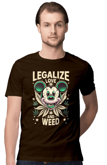 Футболка чоловіча з принтом "Legalize Love and Weed". Дізайн, міккі, мода, приколи, стиль. CustomPrint.market