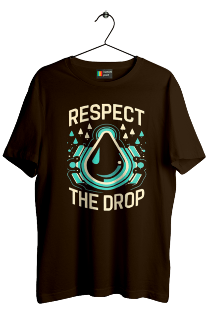 Футболка чоловіча з принтом "Respect the Drop". Діджей, мода, музика, стиль, техно. CustomPrint.market