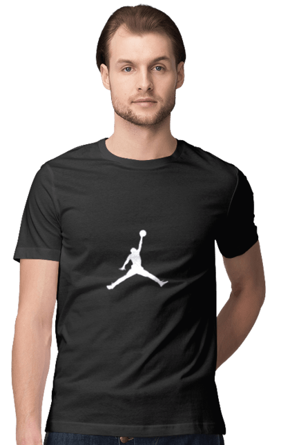 Акційна чоловіча футболка з принтом "Jordan білий". Jordan, баскетбол, кільце, м`яч. CustomPrint.market