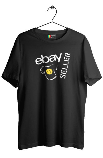 Футболка чоловіча з принтом "Продавець футболок". Ebay, бренд, вимова, гумор, ебай, ебей, ібей, лого, маркетплейс, написання. KRUTO.  Магазин популярних футболок
