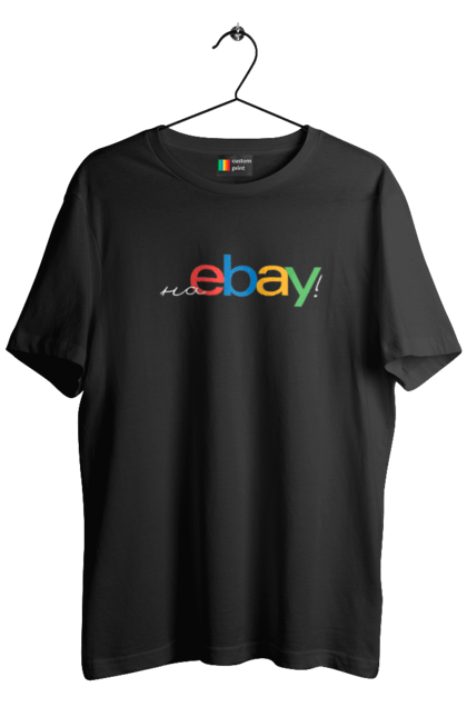 Футболка чоловіча з принтом "Запрошення до маркетплейсу". Ebay, бренд, вимова, гумор, ебай, ебей, ібей, лого, маркетплейс, написання. CustomPrint.market