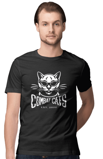 Футболка чоловіча з принтом "COMBAT CATS logo 2023". Бойові коти, дизайн, мода, стиль, україна. futbolka.stylus.ua